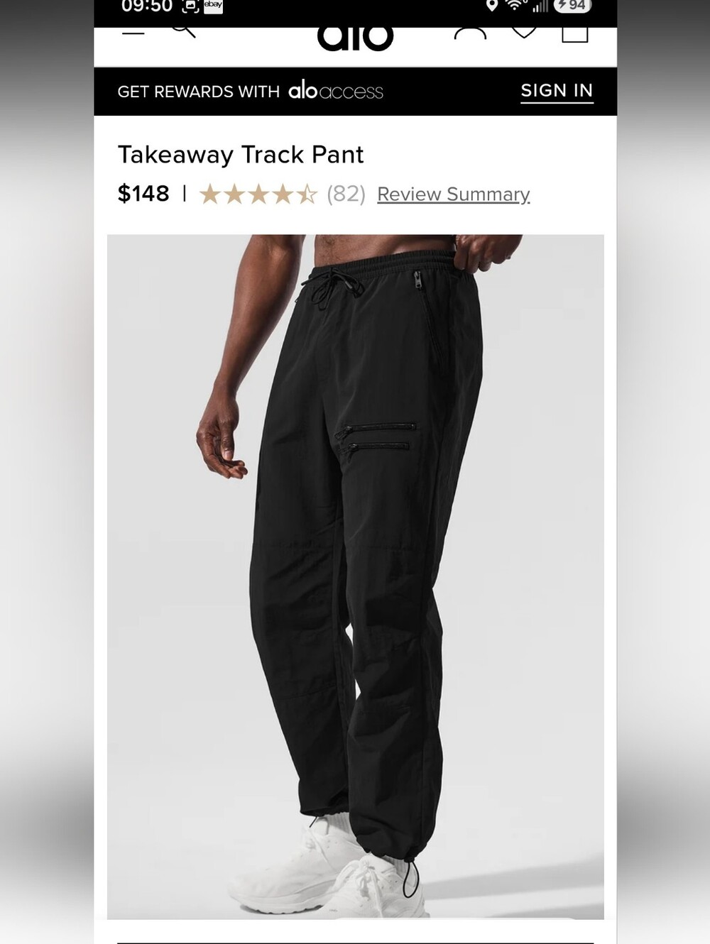 ALO Yoga Takeaway Track Pant - Black Sz S